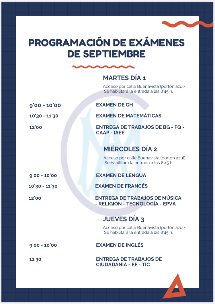 Exámenes de septiembre ESO 2020