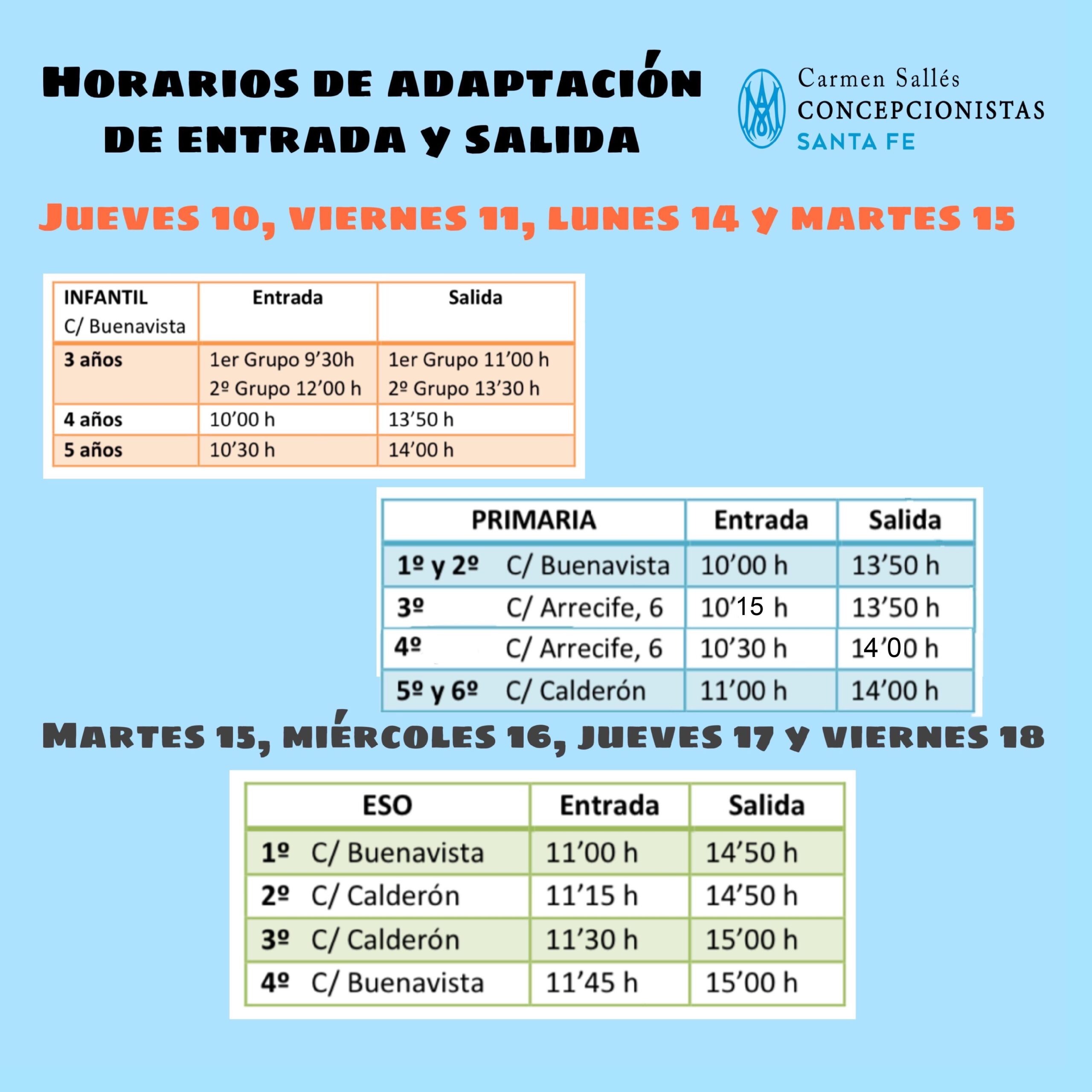 Horario acogida